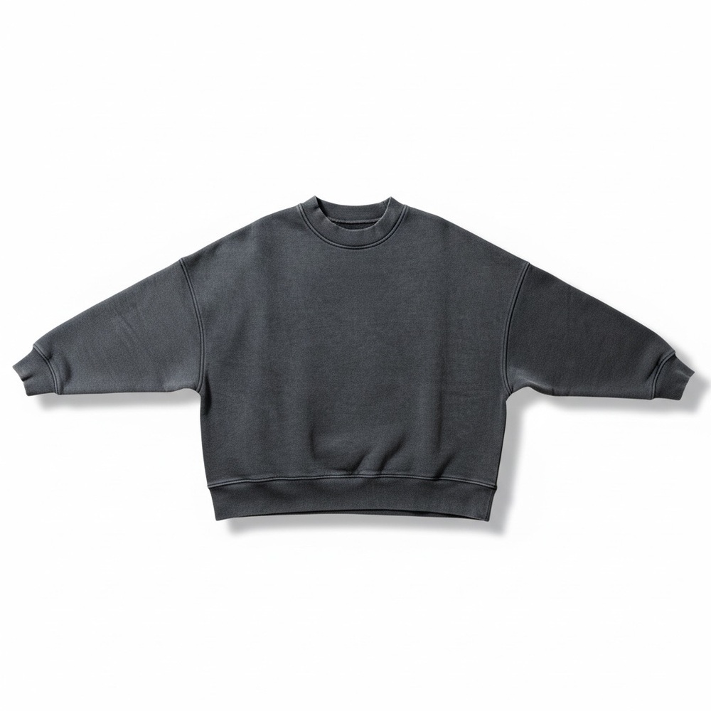 Cozy crew dark grey oversized crewneck cotton unisex sweater NWT size L